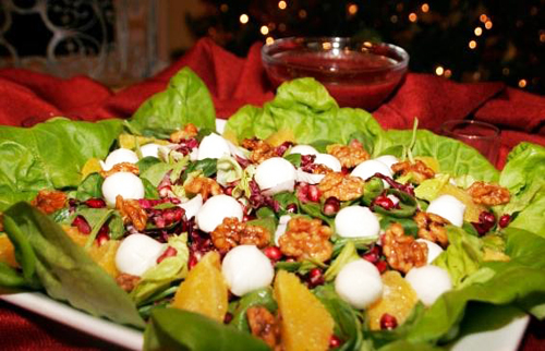 Салат со шпинатом и грецкими орехами