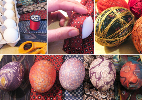 Как красить яйца шёлковыми тканями