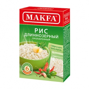 Рис Makfa длиннозерный пропаренный в пакетиках