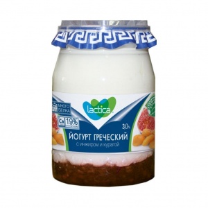 Йогурт Lactica греческий двухслойный с инжиром и курагой 3%