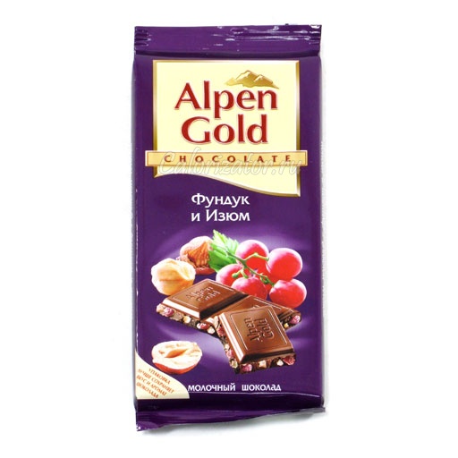 Шоколад Alpen Gold Фундук и Изюм