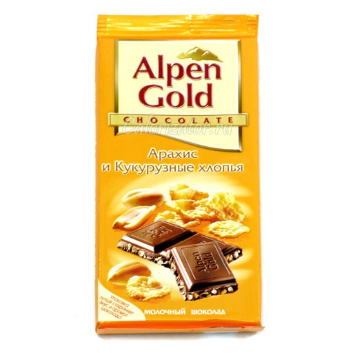 Шоколад Alpen Gold Арахис и Кукурузные хлопья