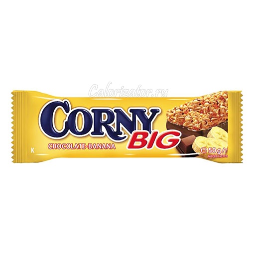 Батончик Corny Big злаковый с бананом и шоколадом - калорийность, полезные свойства, польза и вред, описание.