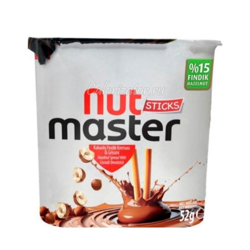 Паста ореховая Nut Master с какао и хлебными палочками Паста ореховая Nut Master с какао и хлебными палочками
