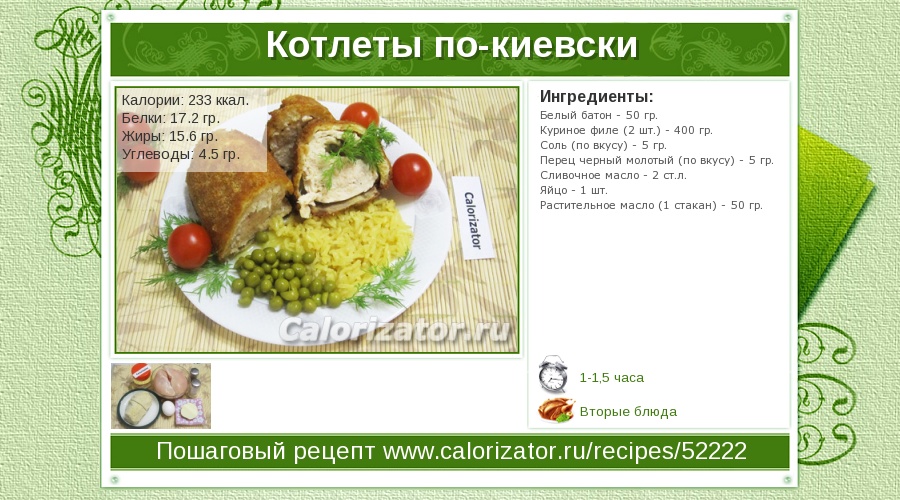 Сколько котлет в порции. Котлета по киевски калорийность. Котлета по киевски калории. Калорийность 1 котлеты по киевски. Котлета по-киевски калорийность 1 шт.