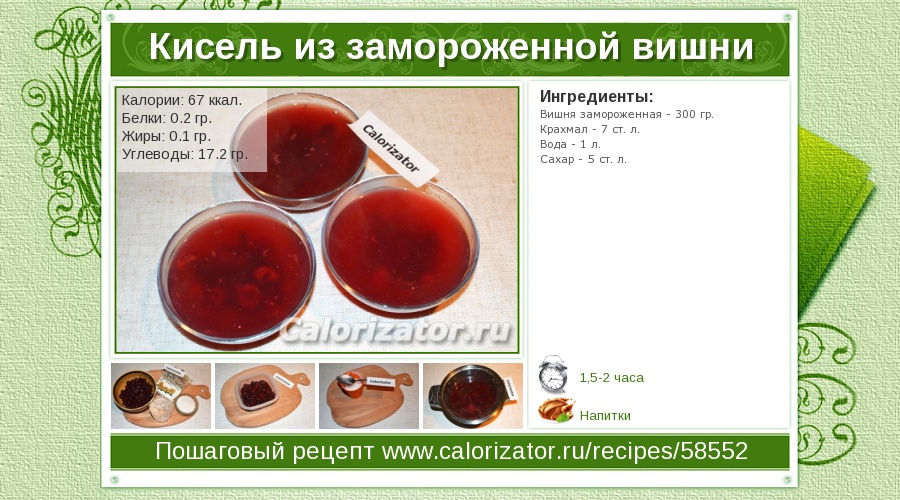 Кисель из замороженной вишни – пошаговый рецепт приготовления с фото