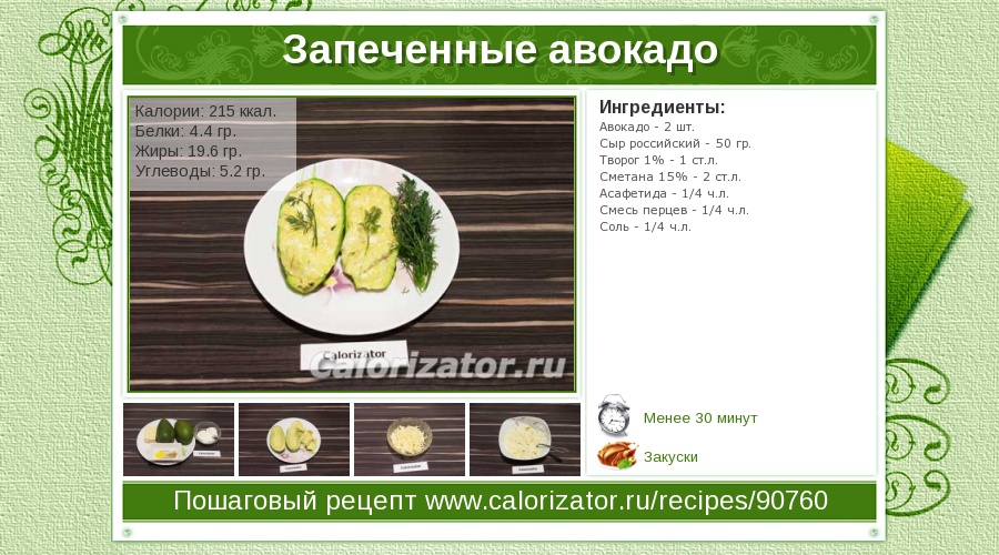 Салаты с авокадо калорийность