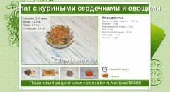 Салат с куриными сердечками и овощами