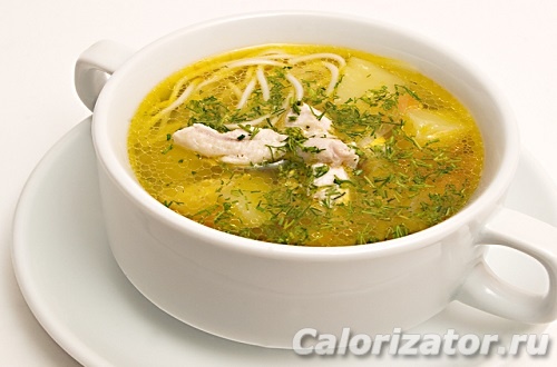суп с курицей калорийность