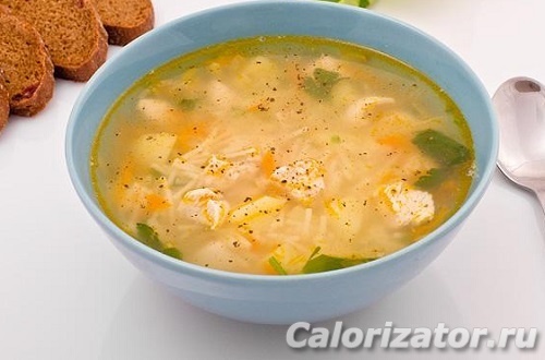 куриный суп с вермишелью сколько калорий