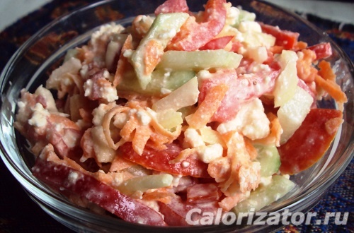 Овощной салат с творогом рецепт