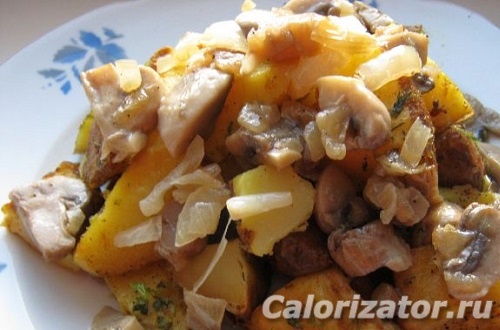 Картофель с грибами и фрикадельками в духовке