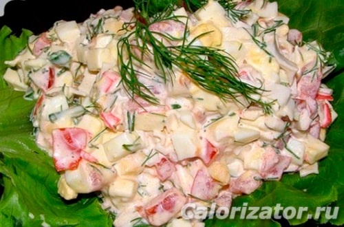 салат с луком и яйцом (заправка сметана): калорийность