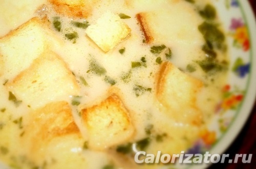 Рецепт Суп грибной с курицей. Калорийность, химический состав и пищевая ценность.