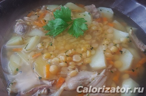 Суп гороховый с картофелем и растительным маслом