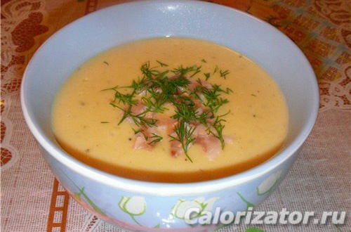 Суп-пюре с сыром и ветчиной
