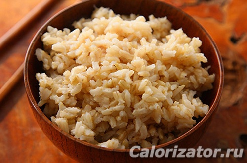 Кількість калорій в бурому рисі вареному