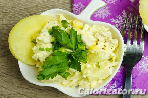 Салат с ананасом, курицей и кукурузой - рецепт автора Кулинарная семья