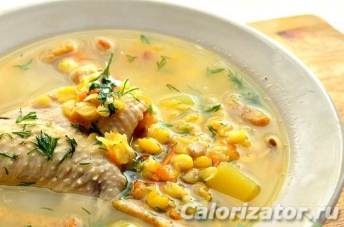 Гороховый суп с копченой куриной грудкой и вялеными помидорами - рецепт автора Irina Senina