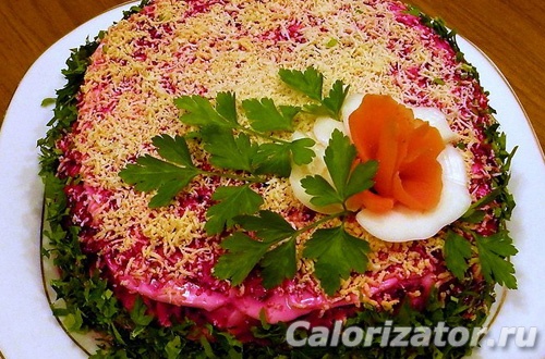 Сколько калорий в салате «Сельдь под шубой»?