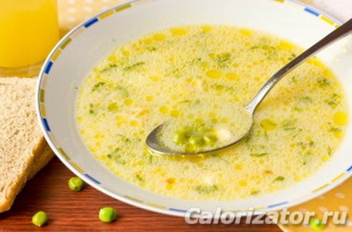 Суп сырный низкокалорийный с зеленым горошком
