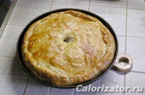 Пирог закрытый с говядиной и солёным огурцом
