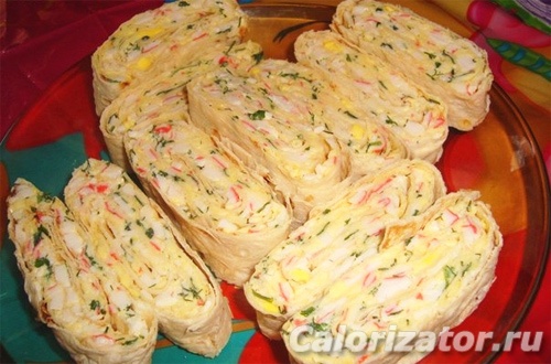Как приготовить Лаваш салат рулет с сыром, яйцами и крабовыми палочками рецепт пошагово