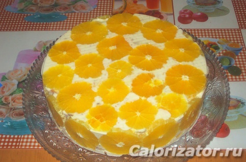 Апельсиновый торт с творожной начинкой