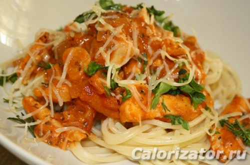 Спагетти с курицей и томатным соусом: рецепт приготовления
