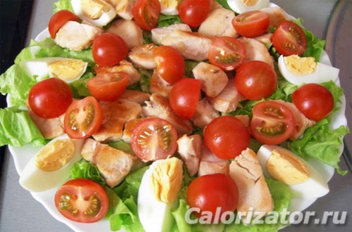 калорийность салата цезарь с курицей без заправки