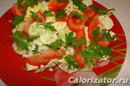 Овощной салат с маслом - калорийность
