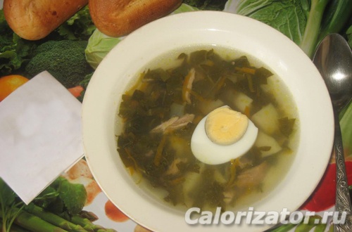 Куриный суп с щавелем и яйцом