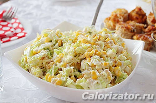 Салат из пекинской капусты с крабовыми палочками и кукурузой: простой и быстрый рецепт