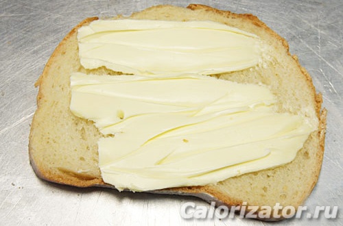 Сколько калорий в бутерброде с маслом