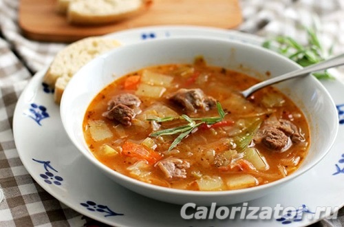 Сколько калорий в супе щи с мясом