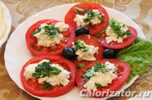 Закуска из помидор с сыром - калорийность, состав, описание - Calorizator.ru