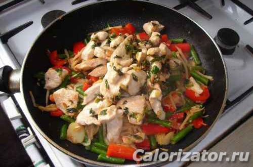 Куриная грудка с овощами на сковороде , пошаговый рецепт с фото