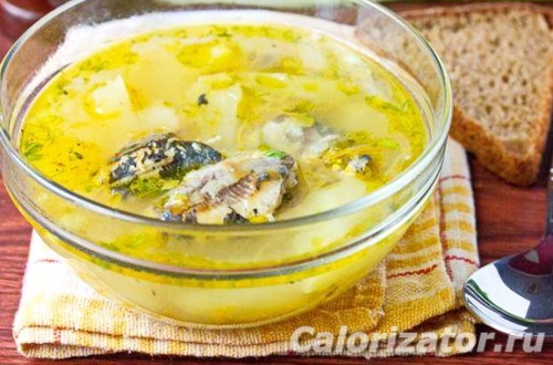 Суп рыбный  из скумбрии в масле