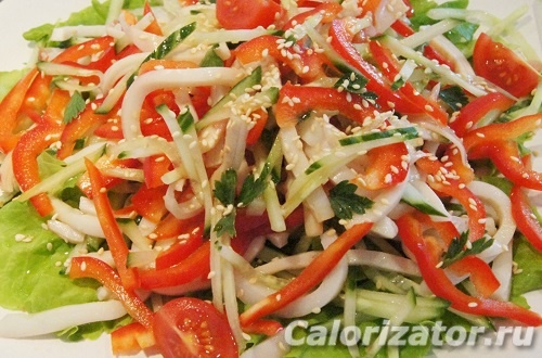 Салат из кальмаров: ТОП-12 вкусных рецептов с фото + лучшие идеи