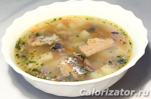 Суп из консервированной сайры: калорийность