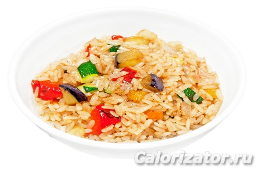 Рис с овощами и баклажанами