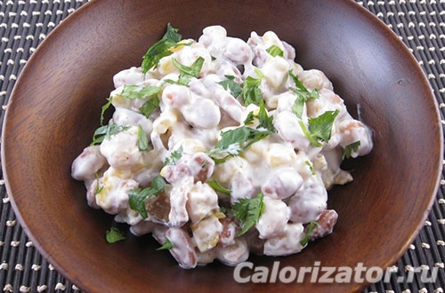 Салат с фасолью, колбасой и сухариками - калорийность, состав, описание - l2luna.ru