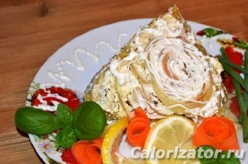 Отварная рыба под соусом с запеченными кабачками Отварная рыба под соусом с запеченными кабачками