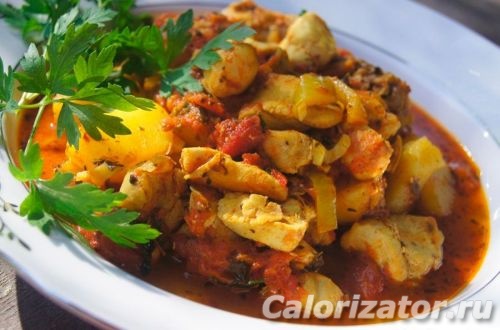 Чахохбили с картофелем - калорийность, состав, описание - Calorizator.ru