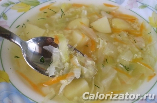 Суп овощной с капустой и рисом