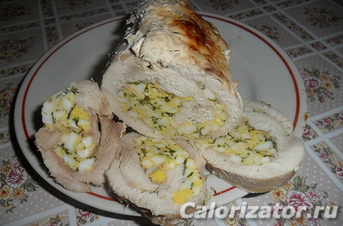 Рулет куриный с яйцами и зеленью Рулет куриный с яйцами и зеленью