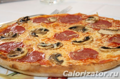 Итальянская пицца с салями и шампиньонами
