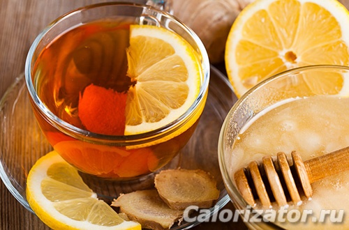 Чай с имбирем, мёдом и лимоном