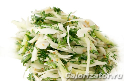 Капустный салат с зеленью и маслом