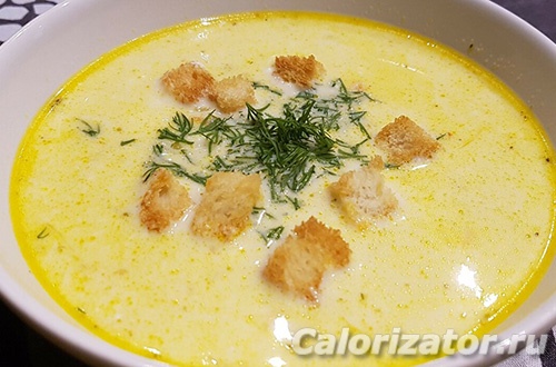 Сырный суп с шампиньонами и сухариками